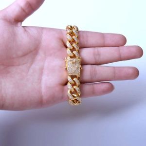 yzuXbg@ANZT?@qbvzbvuOC`}CA~`F[NS[huXbgAEgACXiced out hip hop bling 9inch 12mm miami curb chain link gold bracelet 10ct cz