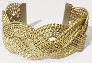 【送料無料】ブレスレット　アクセサリ—　ビンテージブレスレットセミリジッドニットゴールドカラーvintage trinket bracelet semi rigid open knit gold color intertwined * 3713