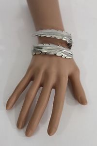 yzuXbg@ANZT?@fB[XVo[^[tuXbgt@bVWG[O womens silver metal leaf bracelet wrist fashion jewelry long