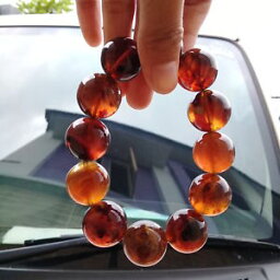 【送料無料】ブレスレット　アクセサリ—　ビーズオレンジラウンドビーズブレスレット19 mm 12 beads authentic natural amber round bead rosary bracelet