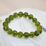 ̵ۥ֥쥹åȡ?ڥɥåȥ饦ɥӡ֥쥹å10mm natural green peridot gemstone round beads bracelet aaa