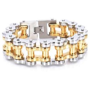 【送料無料】ブレスレット アクセサリ— ステンレススチールゴールドシルバーバイカーオートバイチェーンブレスレットlarge heavy stainless steel gold silver biker motorcycle chain bracelet 25mm 9