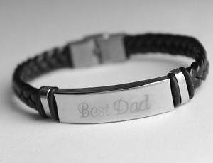 【送料無料】ブレスレット アクセサリ— ブレスレットbest dad bracelet with name leather braided engr...