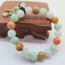 【送料無料】ブレスレット アクセサリ— ブレスレットラウンドビーズチェリーチェーン jadeite jade bracelet 10mmw round bead chain with cherry have elastic(4)