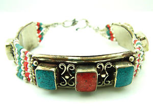 【送料無料】ブレスレット アクセサリ— ターコイズネパールブレスレット925 silver plated turquoise gemstone ethnic original nepali bracelet 618