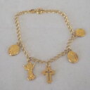 【送料無料】ブレスレット アクセサリ- マルチブレスレットクロスkイエローゴールドthree coloured multi charm with cross bracelet 14k yellow gold filled 165cm