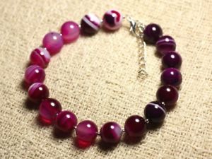 【送料無料】ブレスレット　アクセサリ—　シルバーブレスレットピンク925 silver bracelet and semi precious stonepink agate 10mm