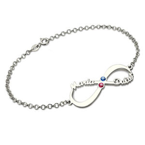 【送料無料】ブレスレット　アクセサリ—　ブレスレットシルバーブレスレットpersonalized infinity birthstone bracelet silver name bracelet for women