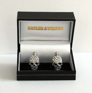 【送料無料】ブレスレット アクセサリ— バトラーwilsonカフスリンクbutler and wilson small clear crystal skull cufflinks