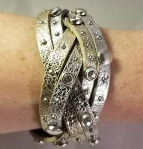 【送料無料】ブレスレット　アクセサリ—　ブライトンテイアーシルバーカフスブレスレットbrighton thea leather silver cuff bracelet