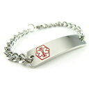 【送料無料】ブレスレット　アクセサリ—　ペースメーカーブレスレットチェーンmyiddr pre engraved pacemaker medical alert id bracelet, curb chain