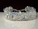 【送料無料】ブレスレット アクセサリ- カフス925ブレスレットスワロフスキーニューsparklyab sparkly crystal ab bead woven cuff 925 bracelet made with swarovski elements