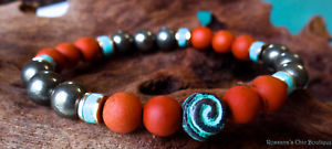 ̵ۥ֥쥹åȡ—wꥷȥ륳red jasper mate and pyrite bead brac...