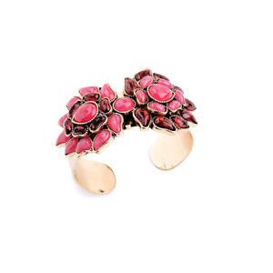 【送料無料】ブレスレット　アクセサリ—　braccialetto dorato rigido manicoフィオールfuocoロッソリバイバルoriginale ct6braccialetto dorato rigido manico fiore fuoco rosso retr o