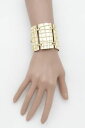 【送料無料】ブレスレット アクセサリ— ゴールドブレスレットボヘミアwomen shiny gold metal fancy wide plates fashion bracelet bulky ethnic bohemian(4)