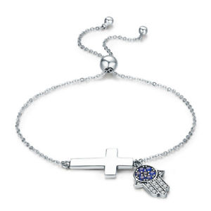 楽天hokushin【送料無料】ブレスレット　アクセサリ—　スターリングシルバークロスパワーブレスレット925 sterling silver bracelet with hamsa hand chain faith cross power