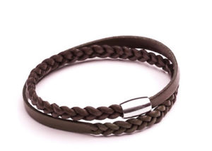 ̵ۥ֥쥹åȡ—֥åץꥹޥdouble wrap brown leather plaited bracelet ...