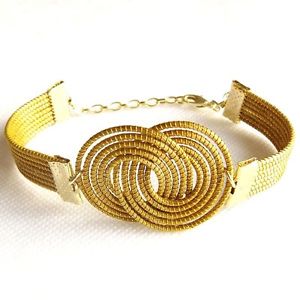 楽天hokushin【送料無料】ブレスレット　アクセサリ—　ブレスレットリンクストラップ listingcapim vegetable gold bracelet figure eight linked wide golden straps adjustable