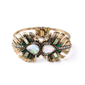 【送料無料】ブレスレット　アクセサリ—　ブレスレットアールデコゴールデンシートレトロビンテージオープンbracelet art deco golden sheet ginko green retro vintage original open ct6