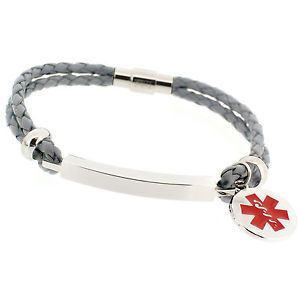 yzuXbg@ANZT?@Yt@bVA[guXbgmens fashion grey life saving engraved medical sos id alert leather bracelet