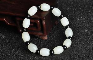 ブレスレット　アクセサリ—　ファッションハンドホワイトジェイドビーズブレスレットchina fashion handknitted elasticity of natural white jade bead bracelet s