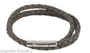 ブレスレット　アクセサリ—　ブレスレットグレーmandrake eternity , leather bracelet, 3 rows, grey, 57 cm,