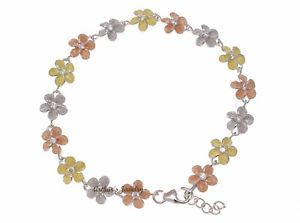 yzuXbg@ANZT?@X^[OVo[nCvAuXbg925 sterling silver tricolor hawaiian plumeria flower bracelet 8mm 7