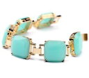 【送料無料】ブレスレット　アクセサリ—　mint green geometric chunky squareアクリルラインストーンブレスレットmint green geometric chunky square resin acrylic rhinestone chunky gold