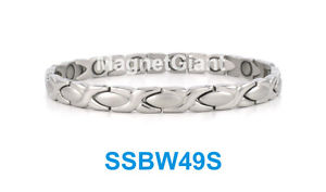 【送料無料】ブレスレット　アクセサリ—　ステンレススチールリンクブレスレットsilver hugs amp; kisses women magnetic stainless steel link bracelet