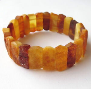 【送料無料】ブレスレット　アクセサリ—　ハンドメイドバルトストレッチブレスレットhandmade natural unpolished raw baltic amber elastic stretch bracelet 65