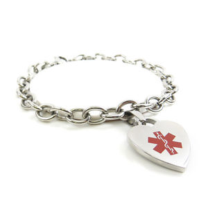 ブレスレット　アクセサリ—　ブレスレットスチールmyiddr womens fibromyalgia bracelet medical charm steel, preengraved