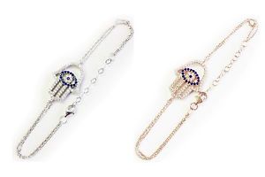 【送料無料】ブレスレット アクセサリ— ブレスレットレディースファッションジュエリーsterling silver hamsa evil eye bracelet womens fashion jewelry protection 9070