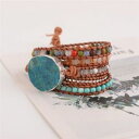 【送料無料】ブレスレット アクセサリ- レザーラップビーズブレスレットシックボヘミアwomen leather wrap beaded bracelet huge ocean stone boho chic bohemian jewelry
