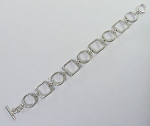 【送料無料】ブレスレット　アクセサリ—　スターリングシルバーリンクブレスレット925 sterling silver squares and circles link bracelet 7 14 long