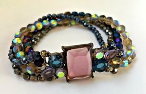 【送料無料】ブレスレット アクセサリ— ブレスレットビーズヴィンテージ flexible evita peroni bracelet multicolored crystals beads vintage jewelry