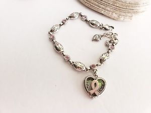 【送料無料】ブレスレット　アクセサリ—　ブライトンピンクスワロフスキーシルバーリンクブレスレットbrighton breast cancer pink swarovski silver links bracelet retired 2004