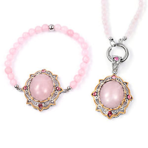 yzuXbg@ANZT?@[YNI[csNNX^XeXX`[uXbgdb rose quartz, pink crystal dualtone stainless steel bracelet