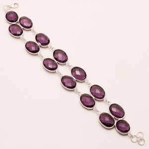 【送料無料】ブレスレット　アクセサリ—　パノラマアメジストスターリングシルバーブレスレットnatural panorama amethyst gemstone 925 sterling silver women bracelet jewelry aa