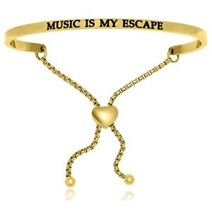 楽天hokushin【送料無料】ブレスレット　アクセサリ—　womensステンレスブレスレットwomens cute yellow stainless steel music is my escape adjustable bracelet