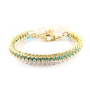 【送料無料】ブレスレット アクセサリ— セールベージュメッキチェーンラインストーンブレスレット¥ettika beige amp; blue gol...