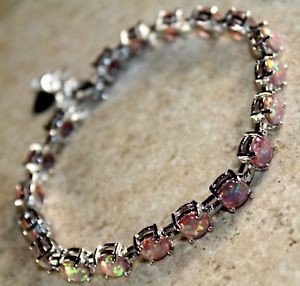 【送料無料】ブレスレット アクセサリ— オレンジファイアーオパールブレスレットsilver elegant orange fire opal rou...