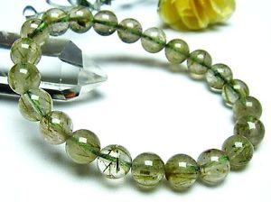 【送料無料】ブレスレット アクセサリ— ルチルラウンドブレスレットストレッチ9mm natural green rutilated quartz c...