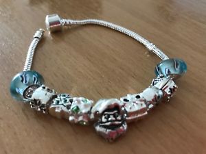 【送料無料】ブレスレット　アクセサリ—　ブレスレットサンタクロースクリスマスクリスマス925 silver 9 charms bracelet santa clause christmas xmas girl gift