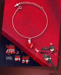 【送料無料】ブレスレット アクセサリ— ハートスターリングシルバーブレスレットfatestay night tohsaka rin red heart 925 sterling silver bracelet hand chain