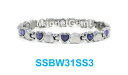 yzuXbg@ANZT?@XeXVo[shiny silver with purple crystals women magnetic stainless steel heart bracelet