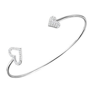 ブレスレット　アクセサリ—　スターリングシルバーオープンカフブレスレット925 sterling silver open amp; closed heart cuff bracelet w aaa czs design