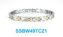 【送料無料】ブレスレット アクセサリ— トーンステンレススチールリンクブレスレット2 tone hugs kisses with cz women magnetic stainless steel link bracelet