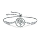 ブレスレット　アクセサリ—　テニスブレスレットスターリングシルバーアジャスタブルチェーンツリーtennis bracelet sterling silver 925 with adjustable chain tree of life