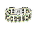 yzuXbg@ANZT?@YoCJ[XeXX`[Vo[oCN`F[uXbgAJmens biker stainless steel silver yellow green bike chain bracelet usa seller