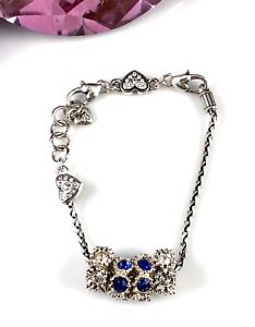 【送料無料】ブレスレット　アクセサリ—　ブライトンサファイアパールハートクリスタルチェーンブレスレットbrighton plated silver 4 sapphire amp; pearl crystal chain bracelet with heart